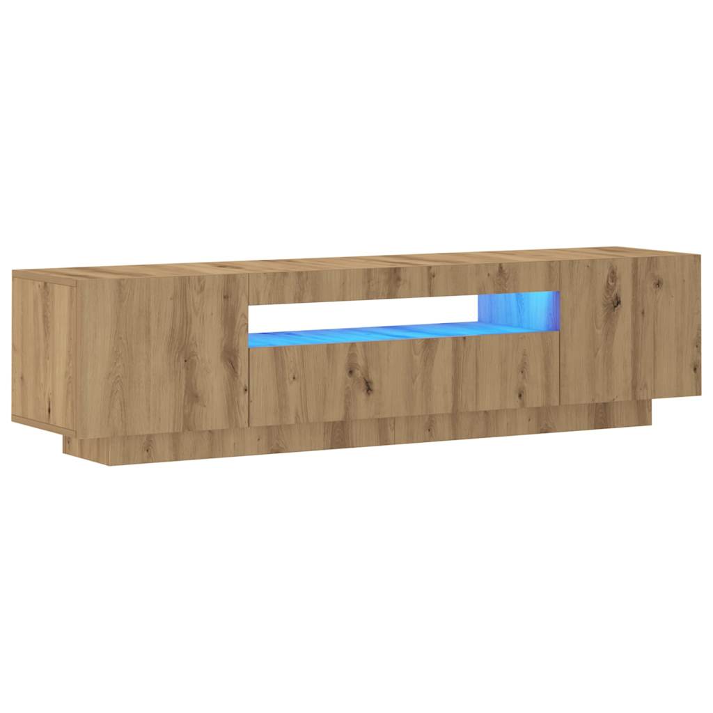 TV cabinet with LED lights Artisan oak