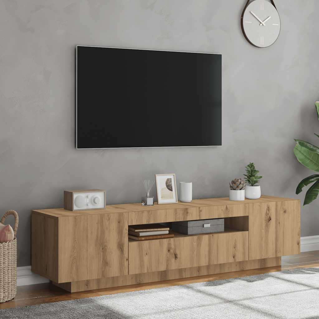 TV cabinet with LED lights Artisan oak