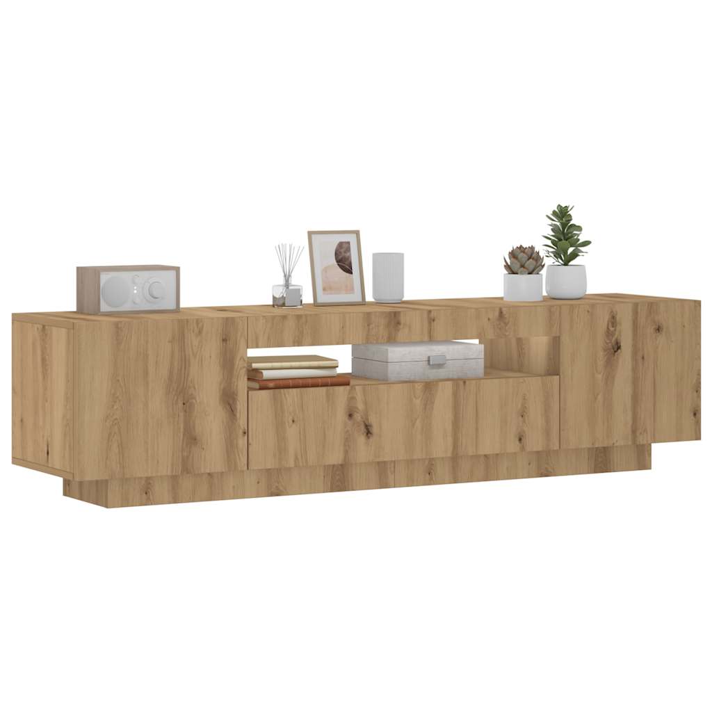 TV cabinet with LED lights Artisan oak
