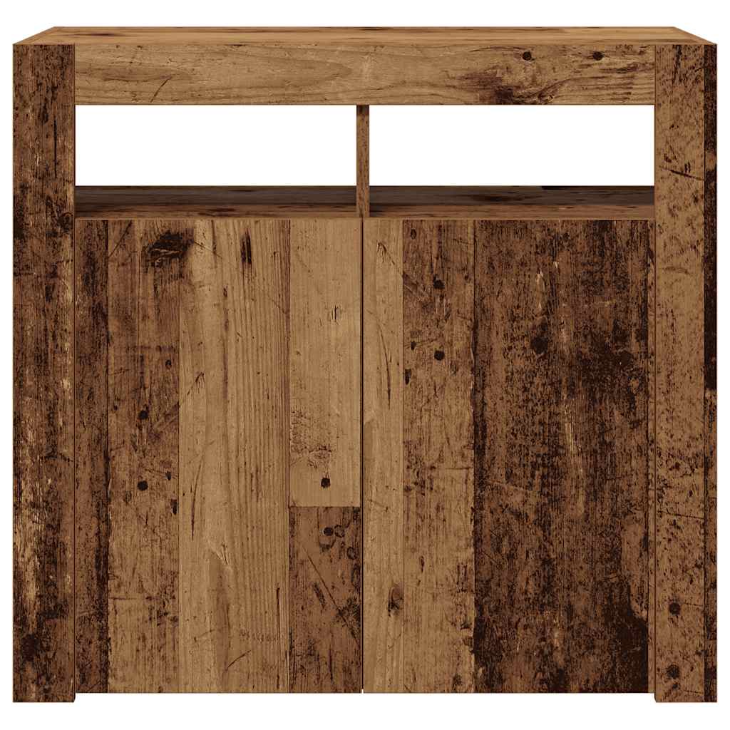 Šoninė spintelė su LED, medienos, 80x35x75cm, apdirbta mediena