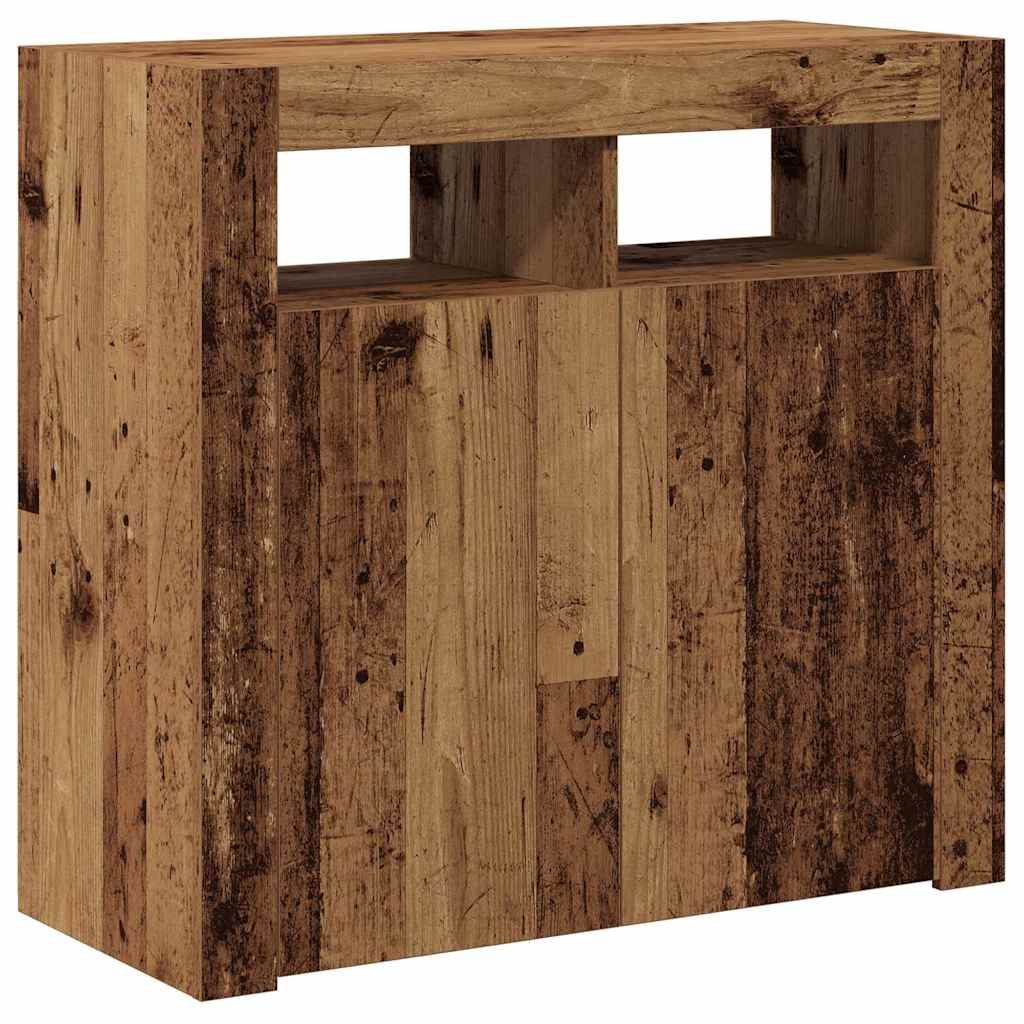 Šoninė spintelė su LED, medienos, 80x35x75cm, apdirbta mediena