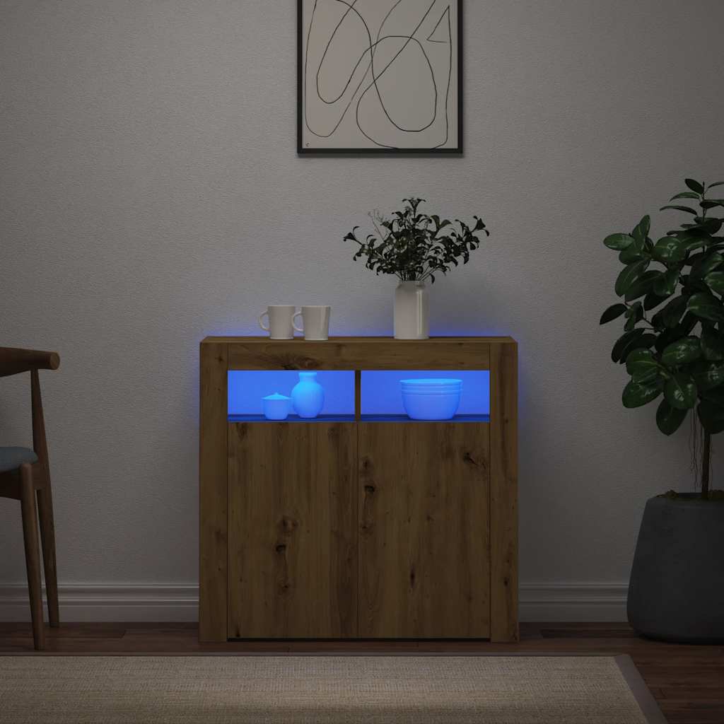 Šoninė spintelė su LED, artisano, 80x35x75cm, apdirbta mediena