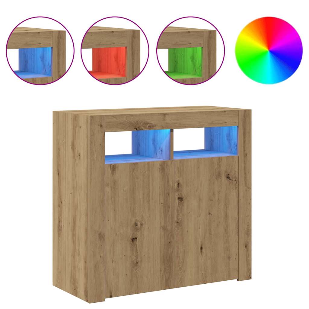 Šoninė spintelė su LED, artisano, 80x35x75cm, apdirbta mediena