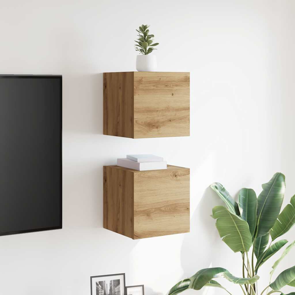 Wall-mounted TV cabinets, 2 pcs, artisan, 30.5x30x30cm