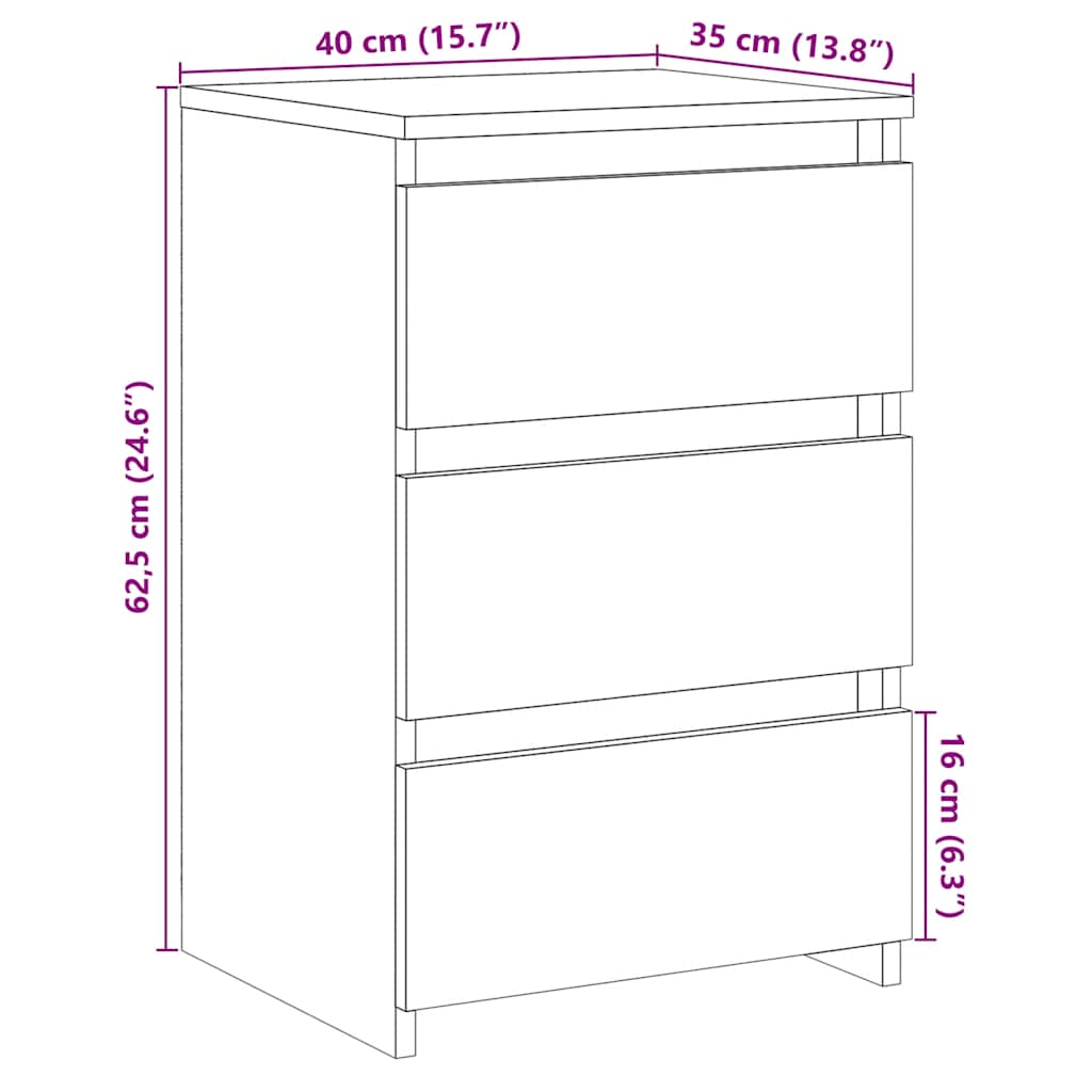 Spintelė prie lovos Old Wood 40x35x62,5 cm Engineered Wood