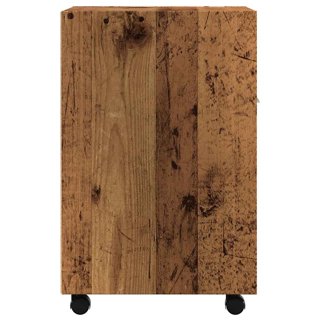 Skapītis ar riteņiem Old Wood 33x38x60 cm, inženierijas koksne