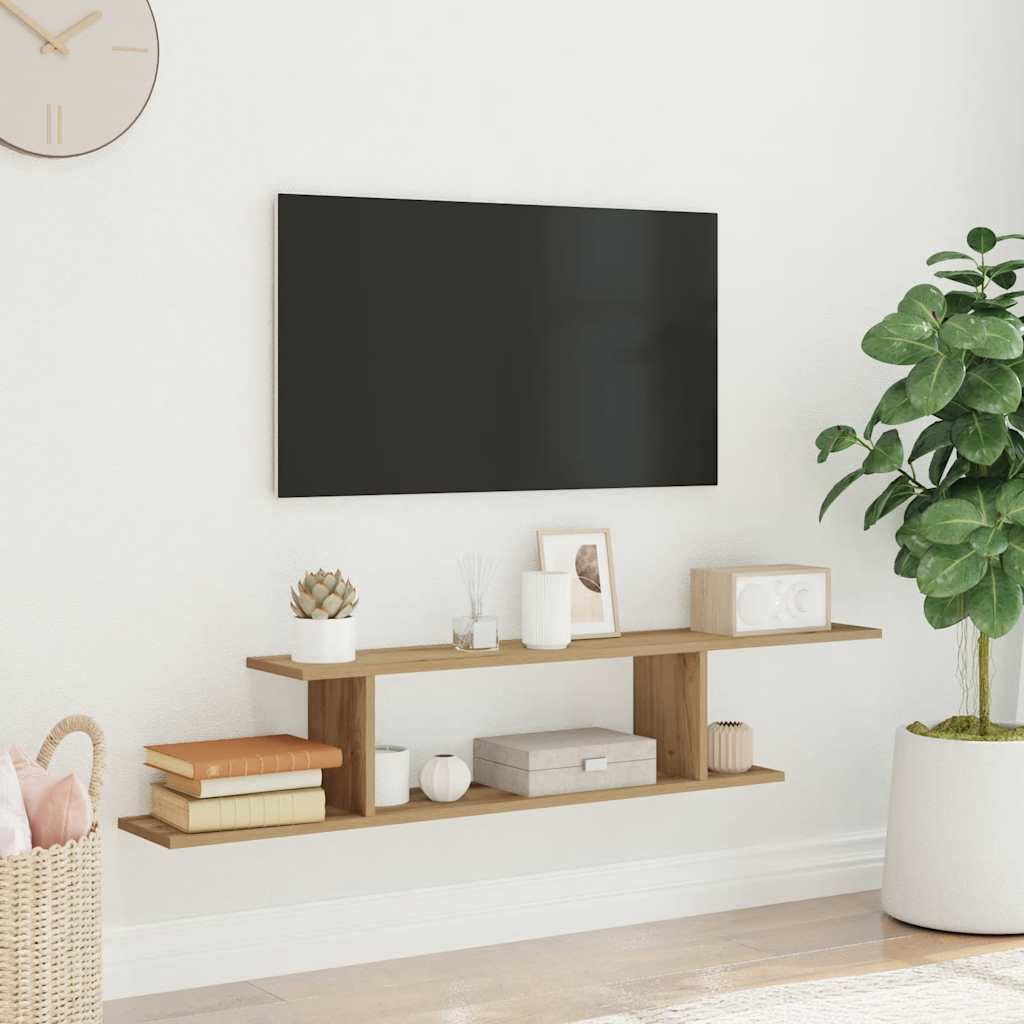 Pie sienas stiprināms TV plaukts, artisan ozola krāsā, 125x18x23 cm, apstrādāta koksne