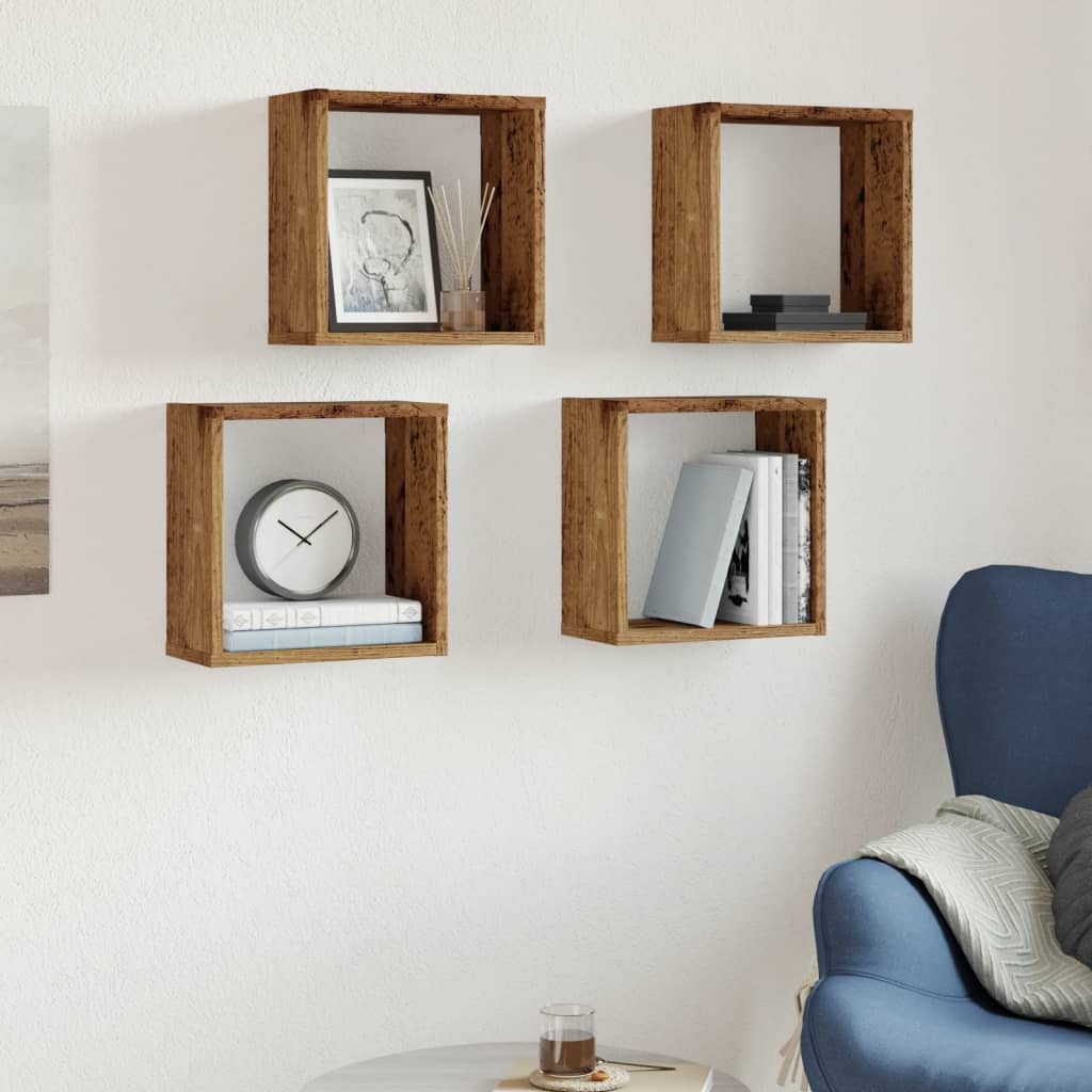 Wall shelves, 4 pcs., wood, 30x15x30cm, wood