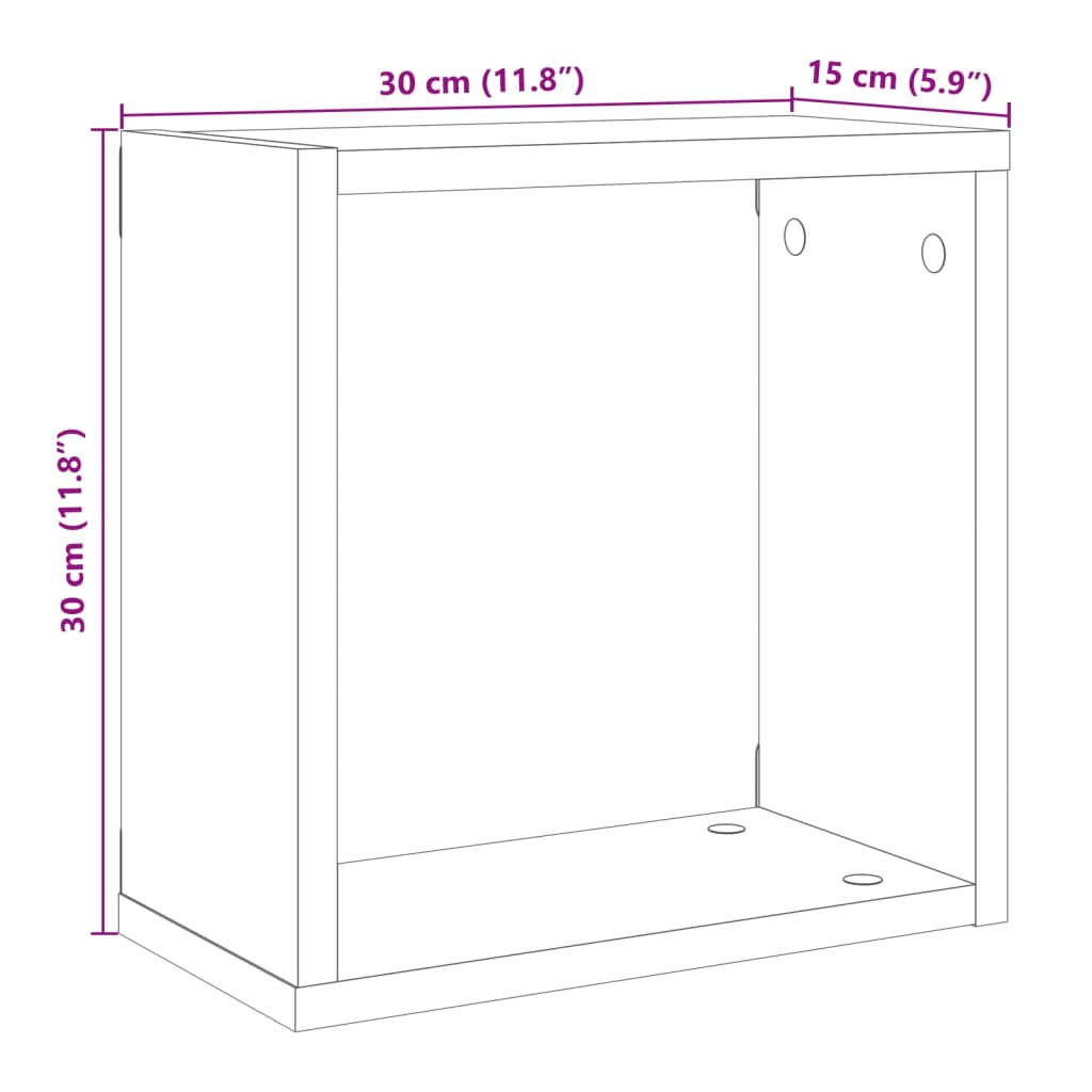Wall shelves, 4 pcs., wood, 30x15x30cm, wood
