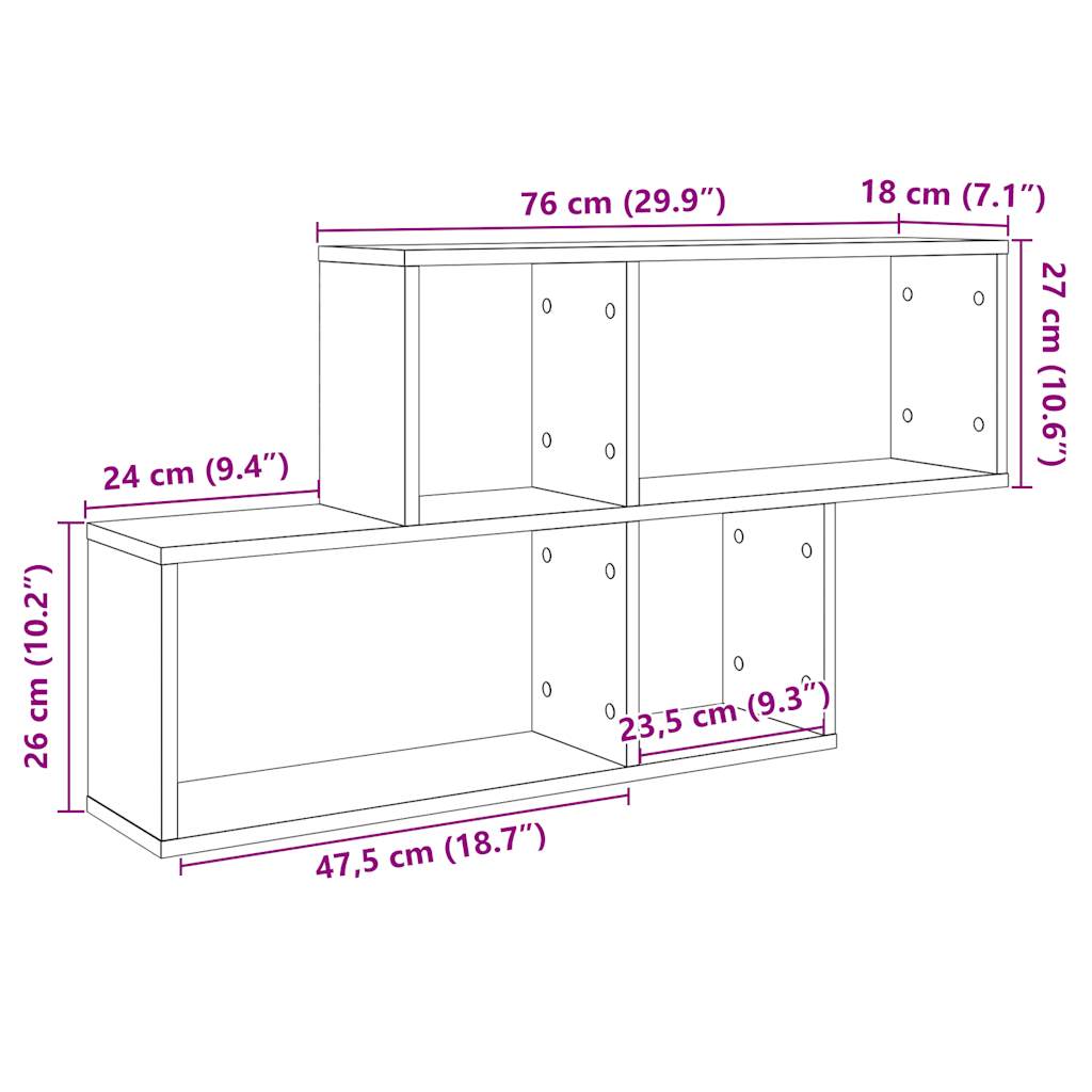 Wall shelf, antique wood, 100x18x53cm, MFC