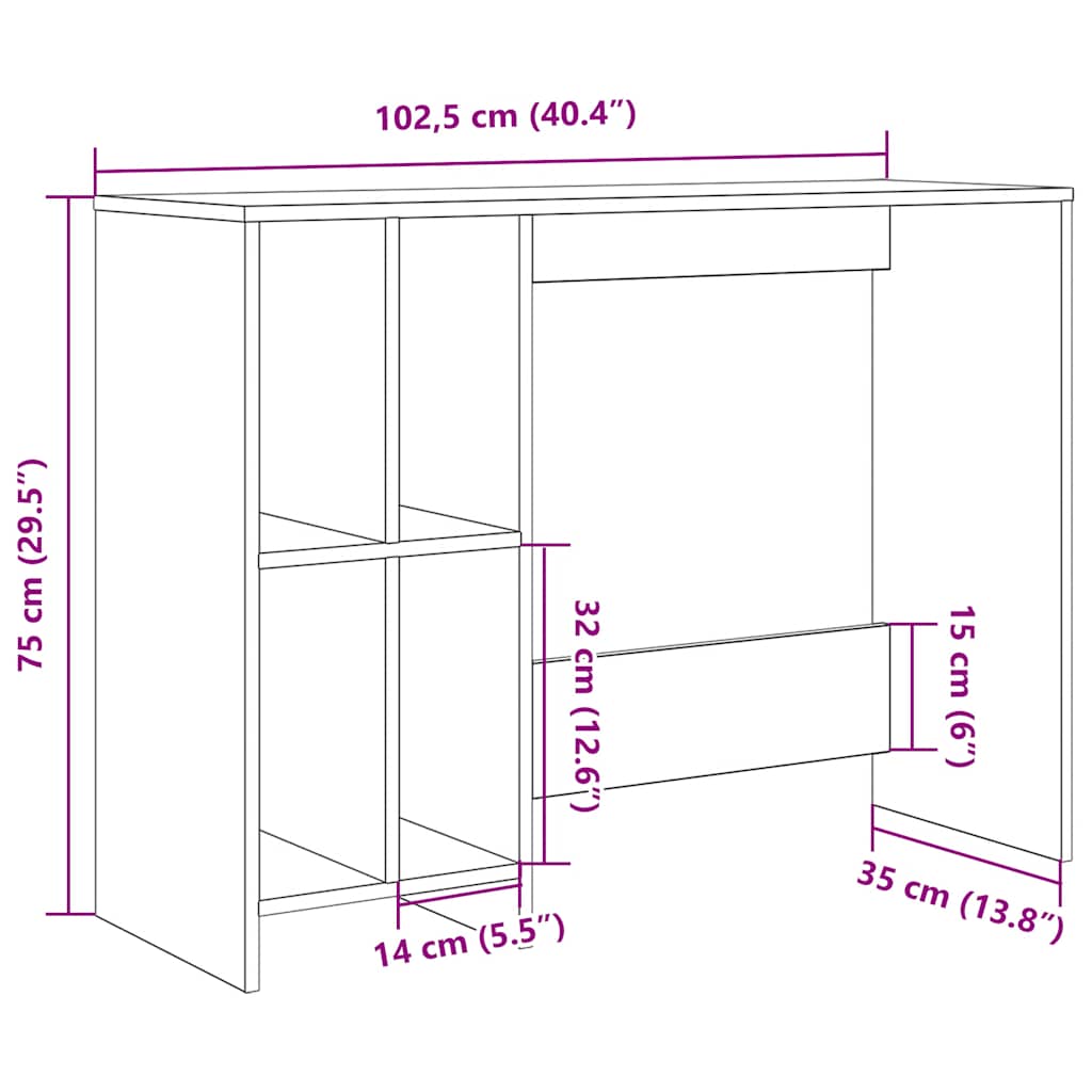 Rakstāmgalds Vecs koks 102,5x35x75 cm Inženierijas koksne