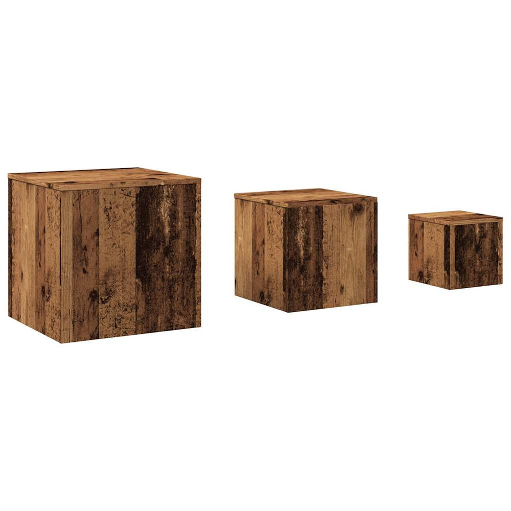 šoniniai staliukai 3 vnt Old Wood Engineered Wood