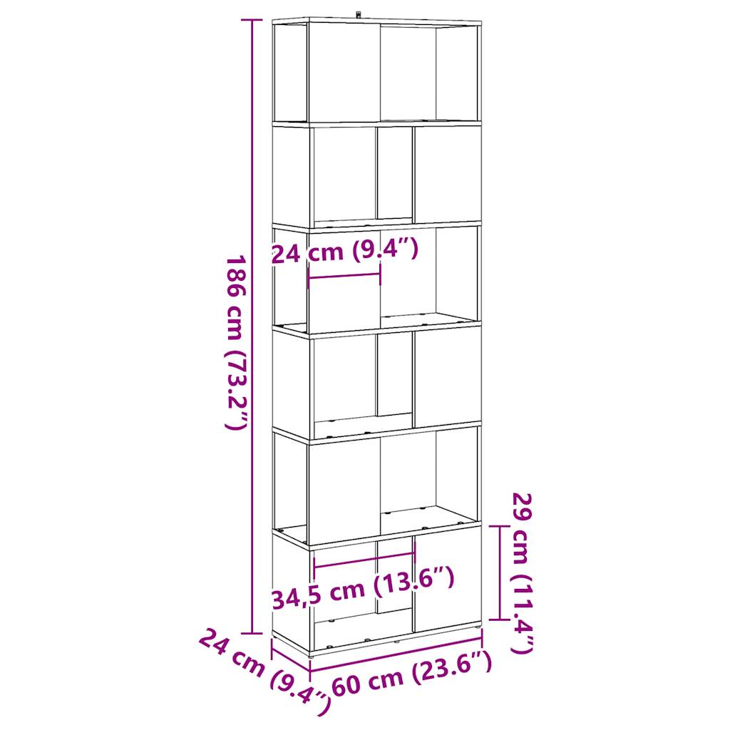 Grāmatu plaukts/istabas nodalītājs vecs koks 60x24x186 cm