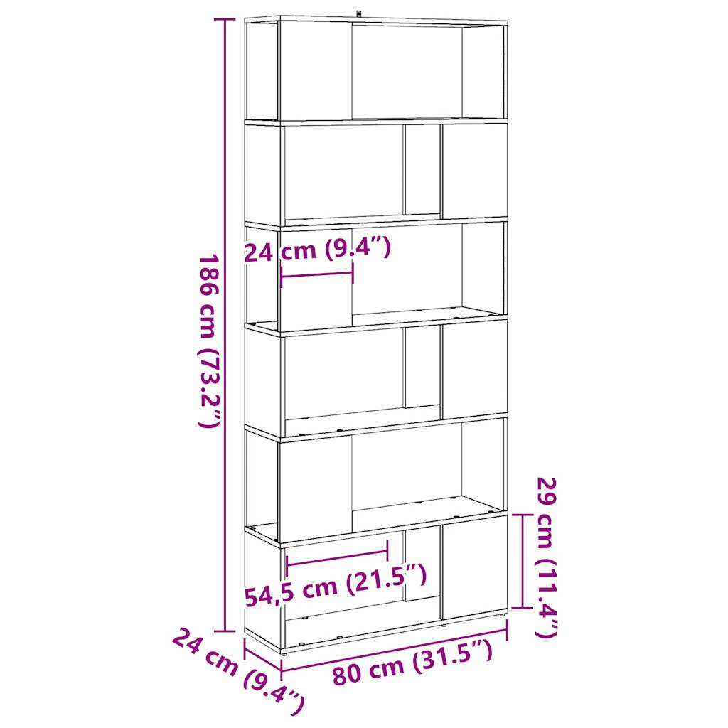 knygų spinta/kambario pertvara Old Wood 80x24x186 cm