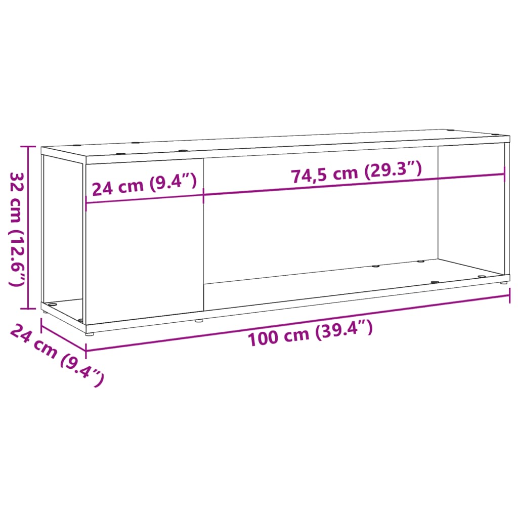 TV skapītis, koka, 100x24x32cm, apstrādāts koks