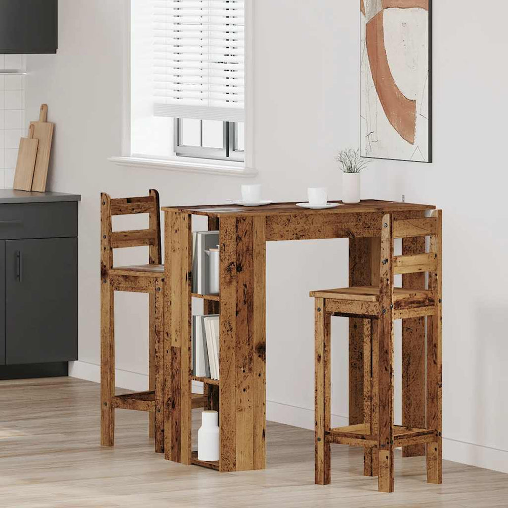 bar table with shelf old wood 102x50x103.5 cm