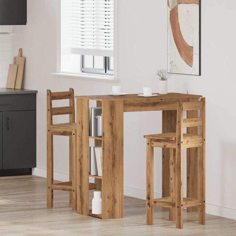 Bar table with shelf, artisan, 102x50x103.5cm, wood