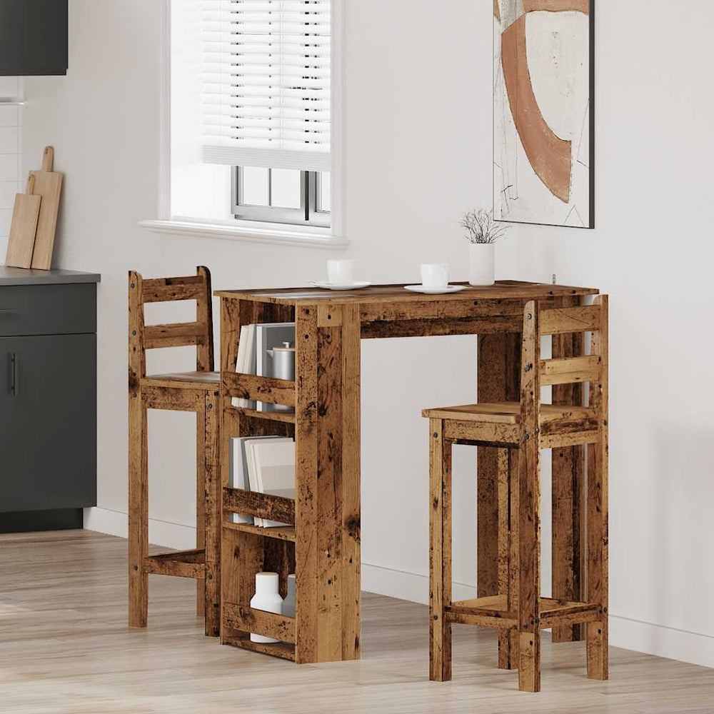 Bar table with storage shelf old wood 102x50x103.5 cm