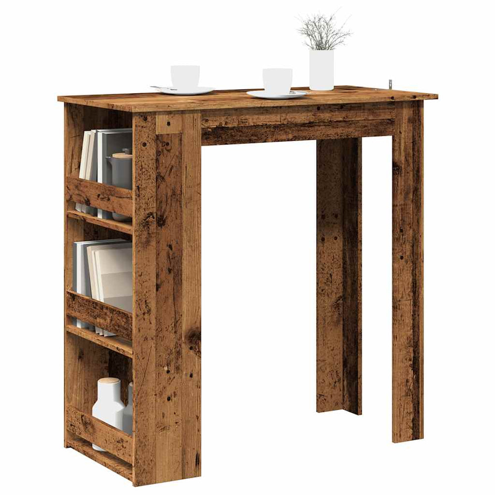 Bar table with storage shelf old wood 102x50x103.5 cm