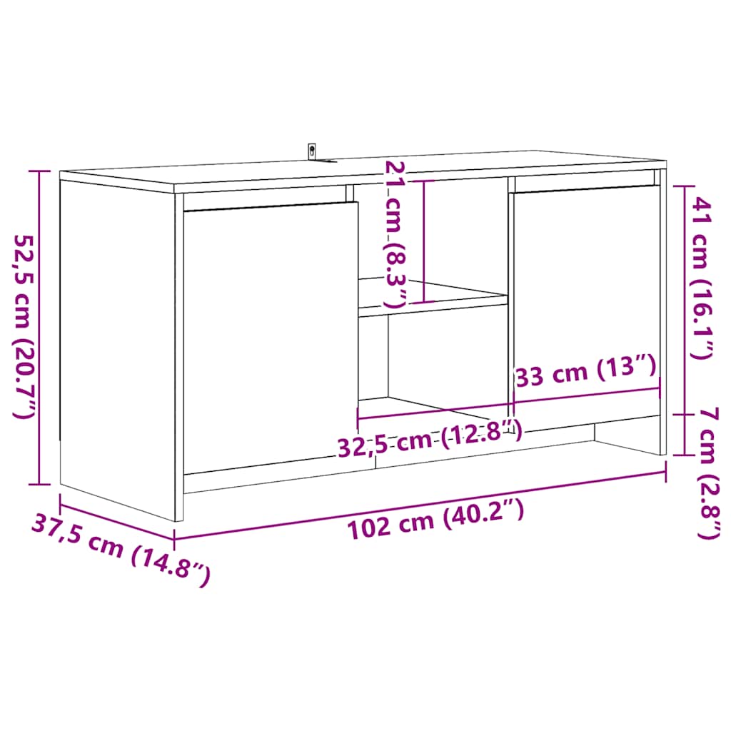 TV cabinet, wood, 102x37.5x52.5cm, wood