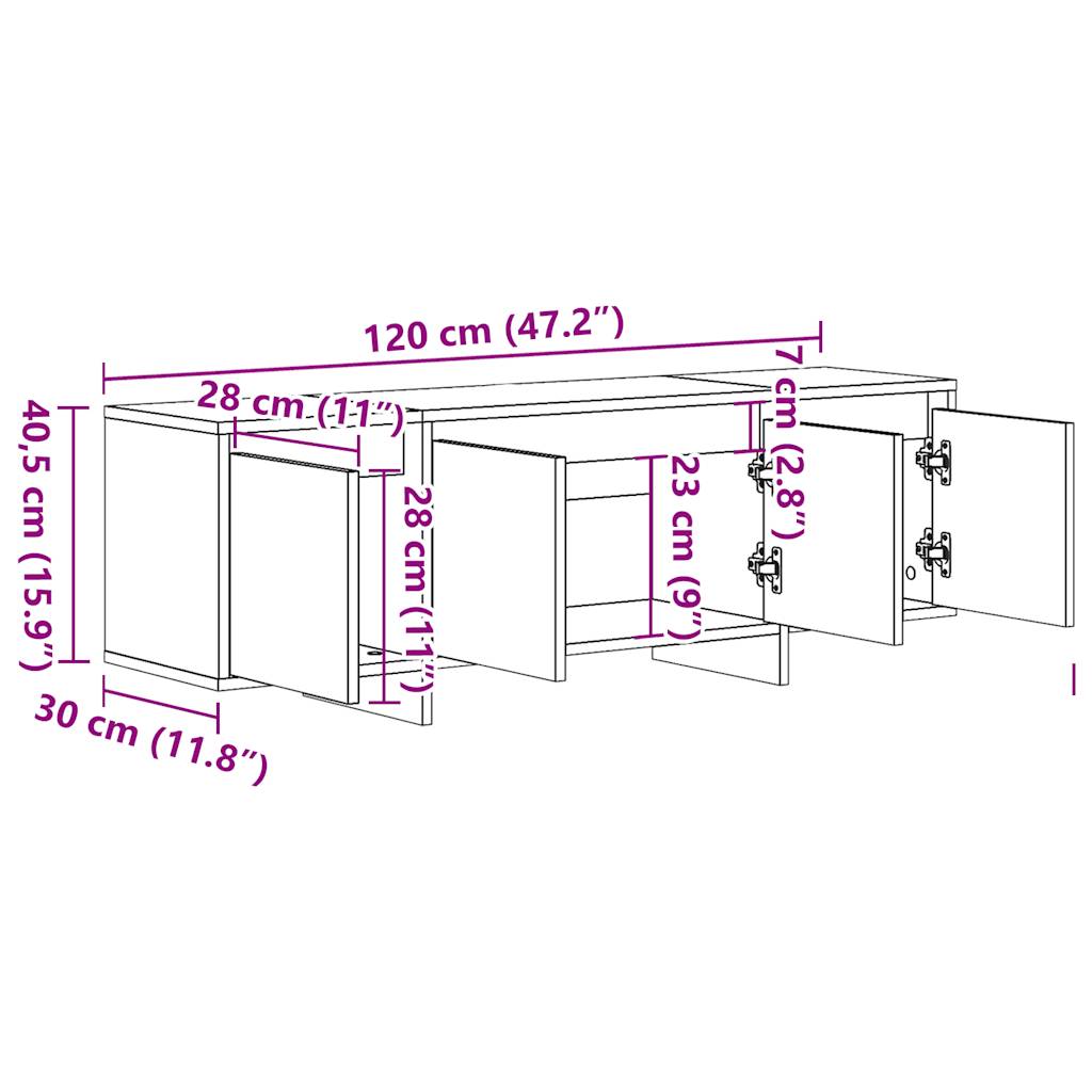 TV cabinet, wood, 120x30x40.5cm, wood