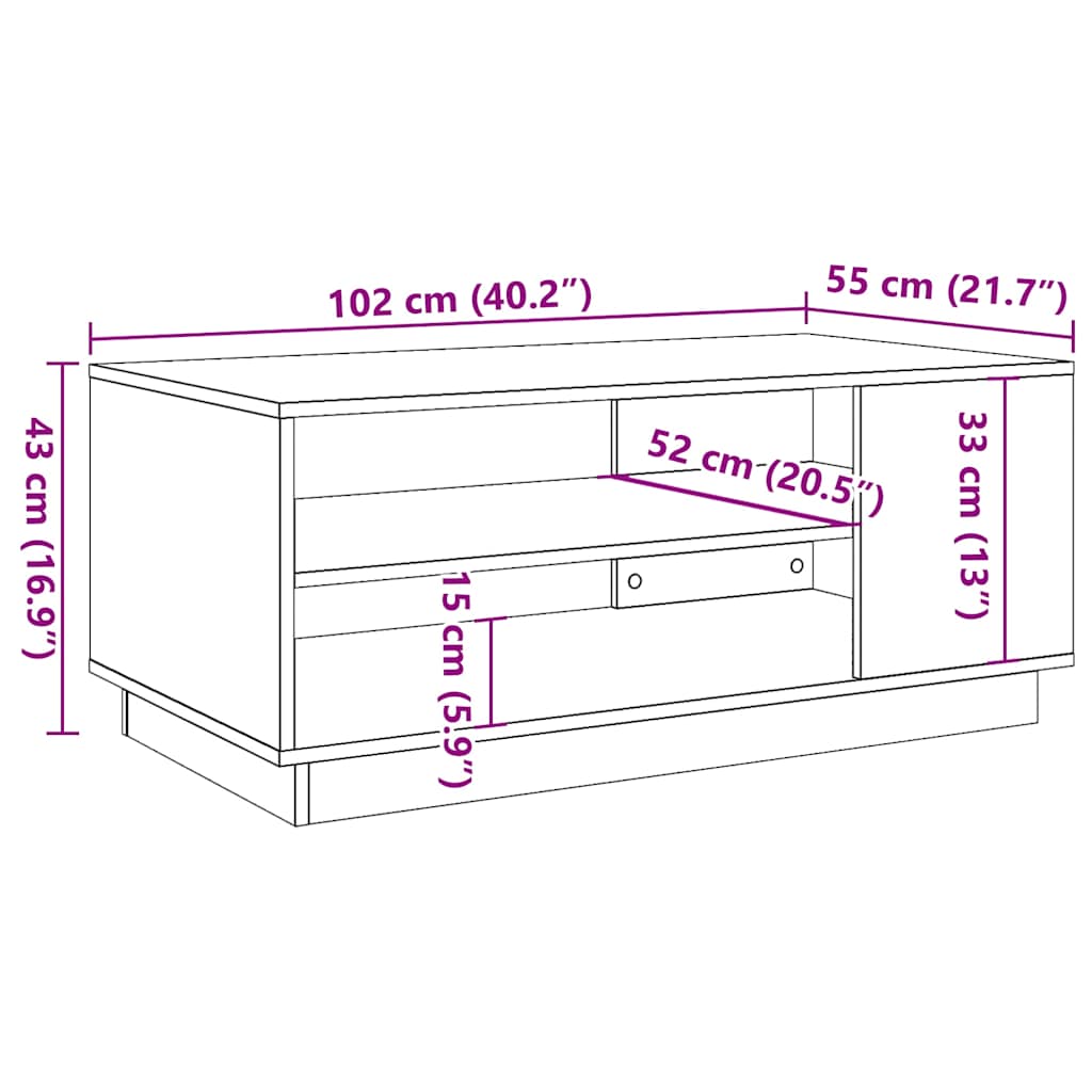 Kavos staliukas, medienos, 102x55x43cm, apdirbta mediena