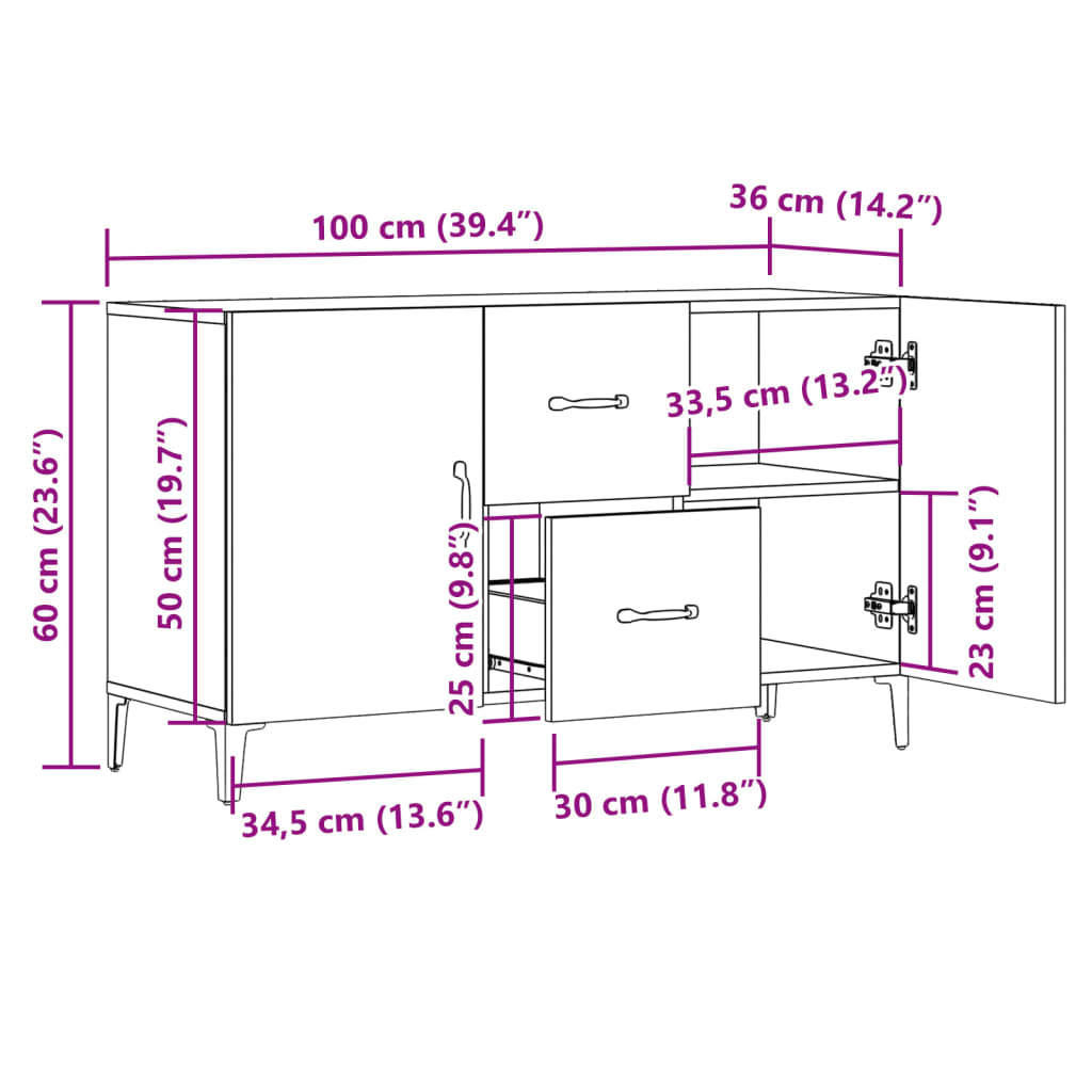 Sideboard, wood, 100x36x60cm, engineered wood