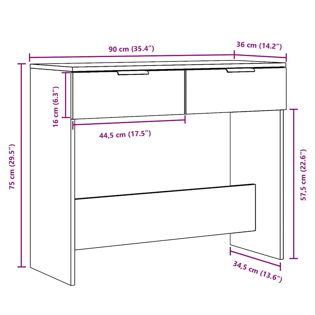 konsolinis stalas Senas medis 90x36x75 cm Inžinerinė mediena