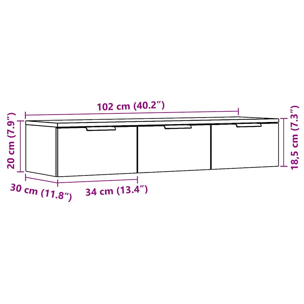 Sienas skapis Artisan Ozols 102x30x20 cm Inženierijas koksne