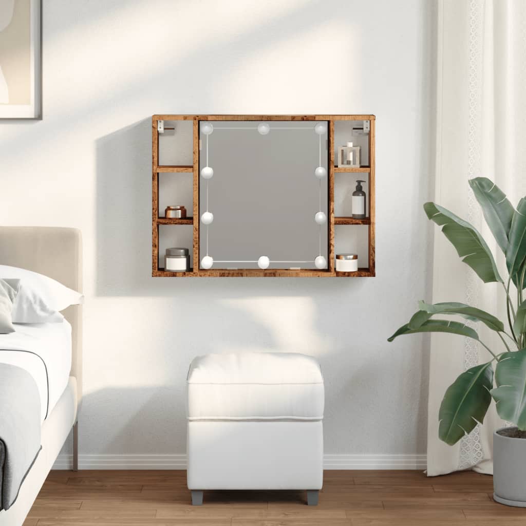 Veidrodinė spintelė su LED apšvietimu, 76x15x55cm, mediena