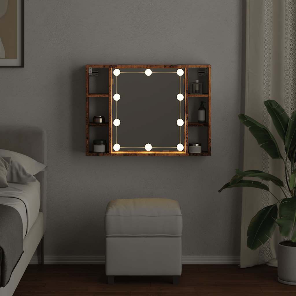 Veidrodinė spintelė su LED apšvietimu, 76x15x55cm, mediena
