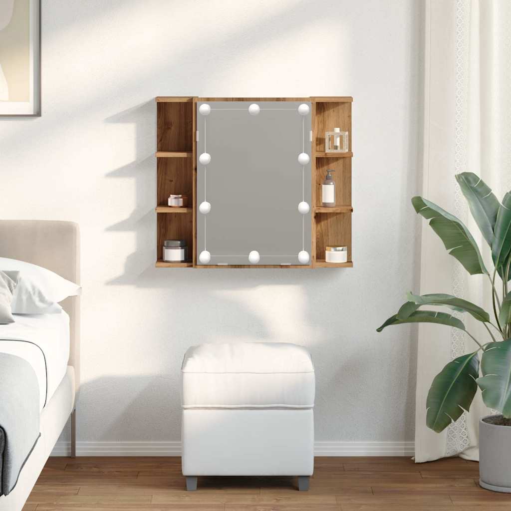 veidrodinė spintelė su LED Artisan ąžuolu 70x16,5x60 cm