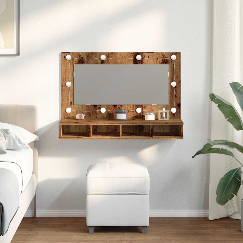 Mirror cabinet with LED Old Wood 90x31.5x62 cm