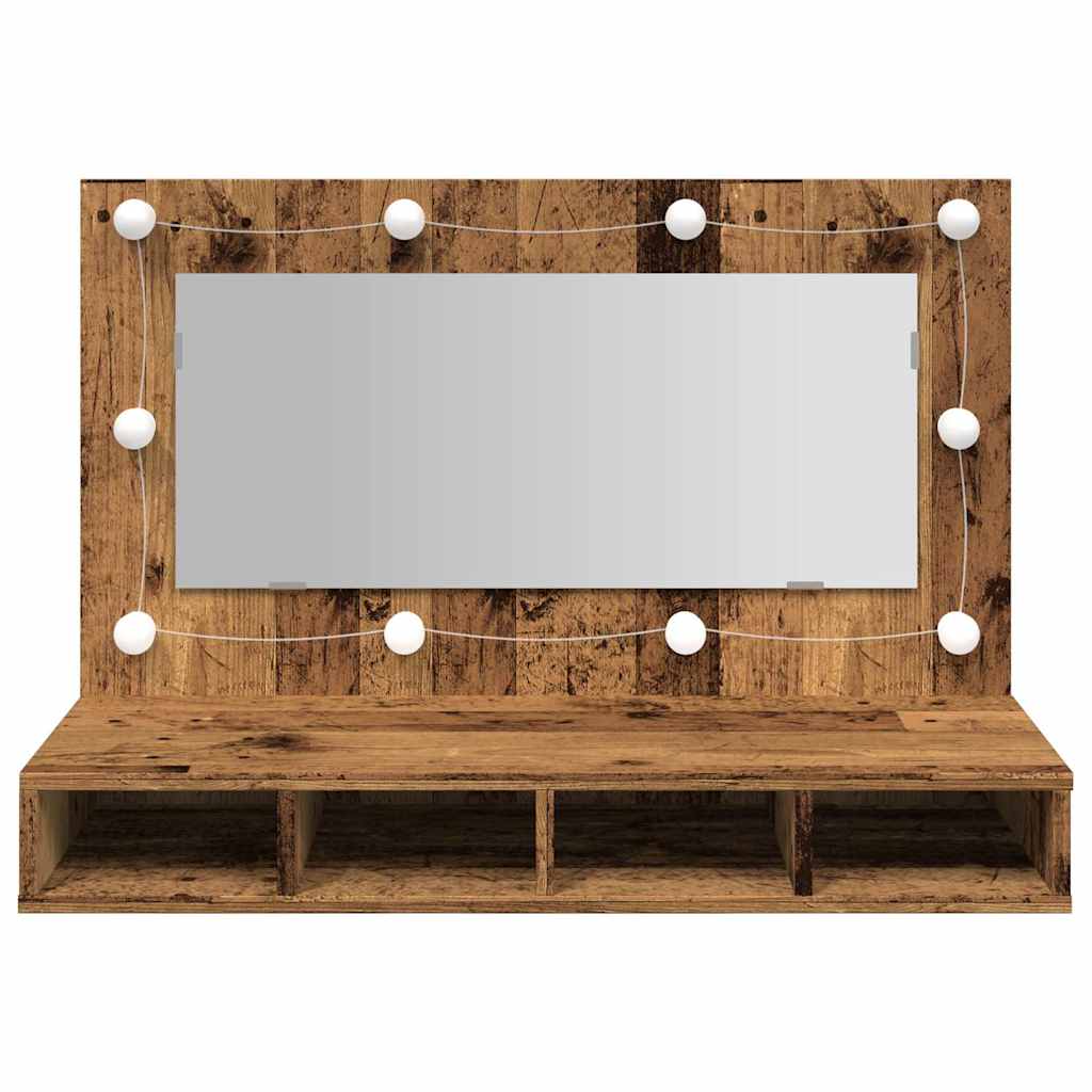 Mirror cabinet with LED Old Wood 90x31.5x62 cm