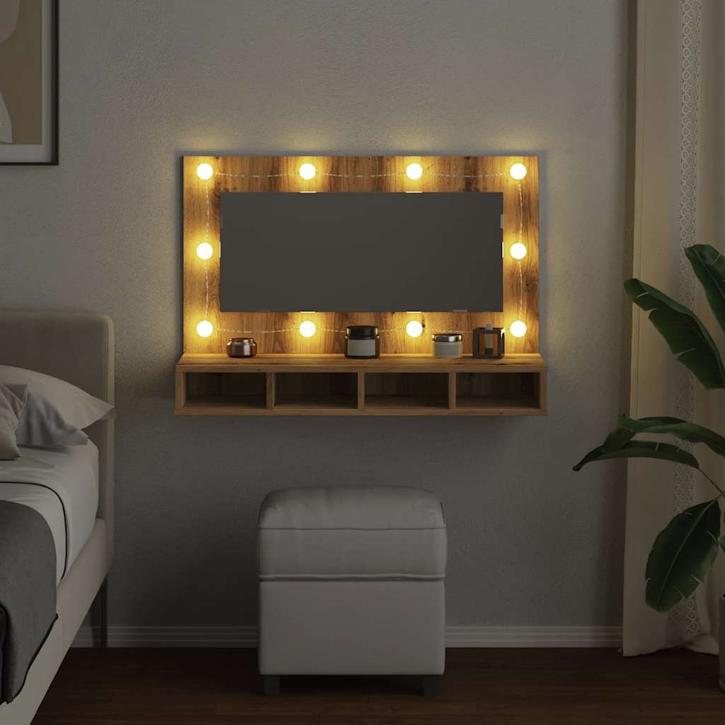 veidrodinė spintelė su LED Artisan ąžuolo 90x31,5x62 cm