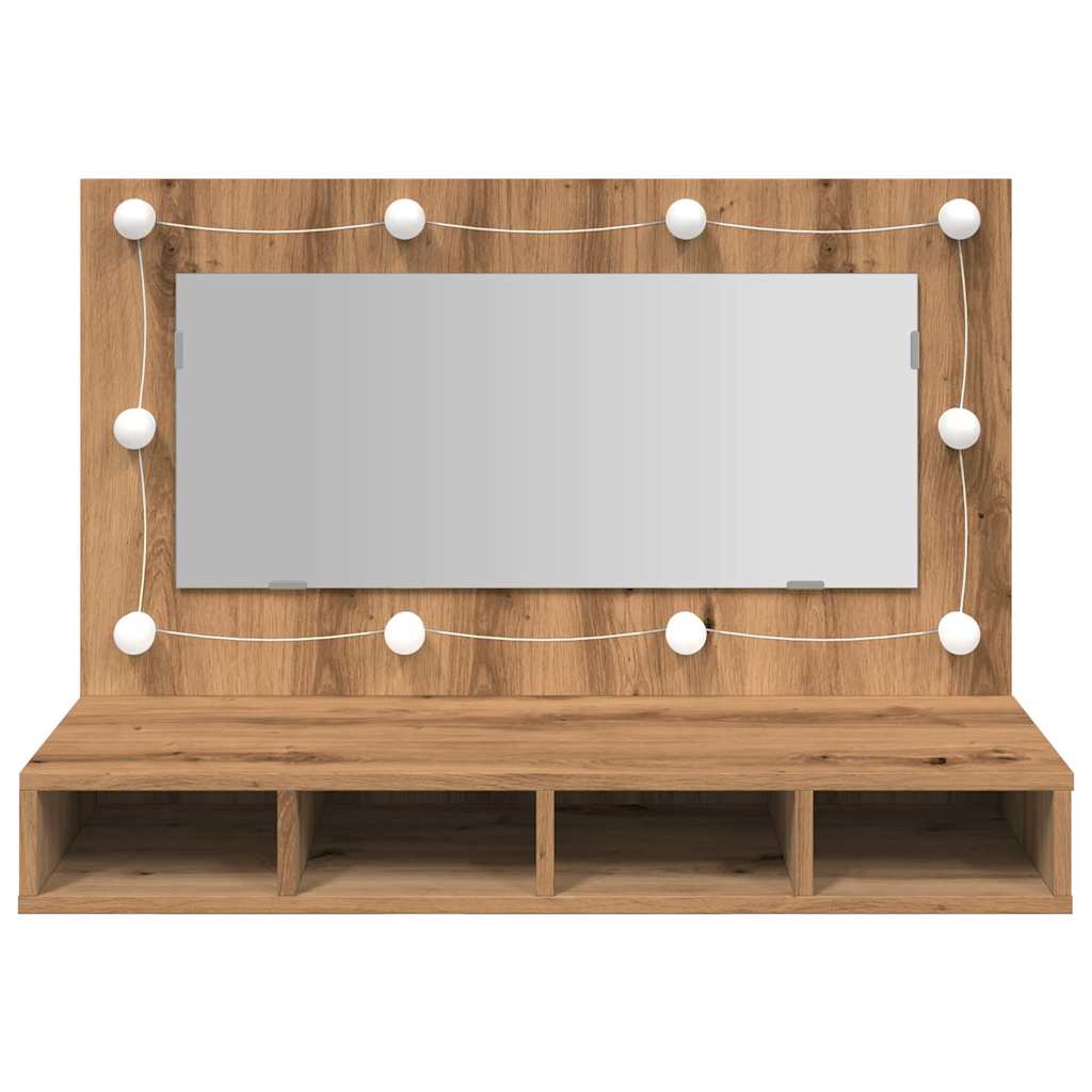 Spoguļa skapītis ar LED, ozola krāsā, 90x31,5x62 cm