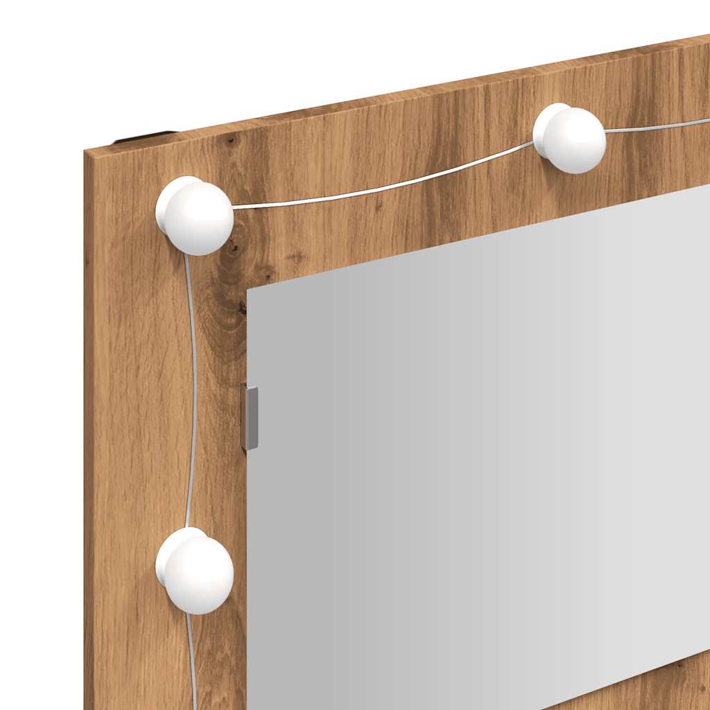 Spoguļa skapītis ar LED, ozola krāsā, 90x31,5x62 cm
