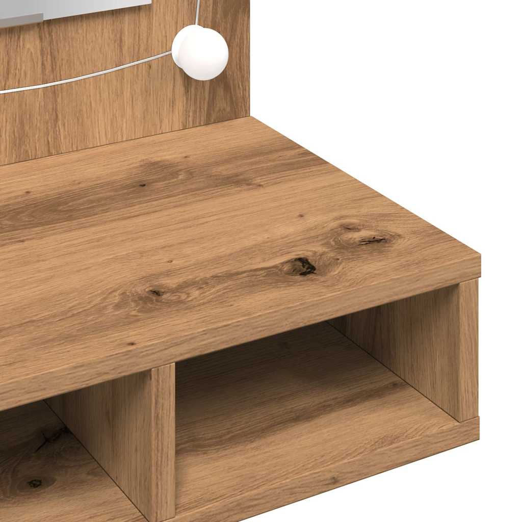 Spoguļa skapītis ar LED, ozola krāsā, 90x31,5x62 cm