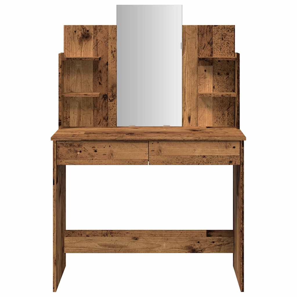 tualetinis staliukas su veidrodžiu Old Wood 96x39x142 cm