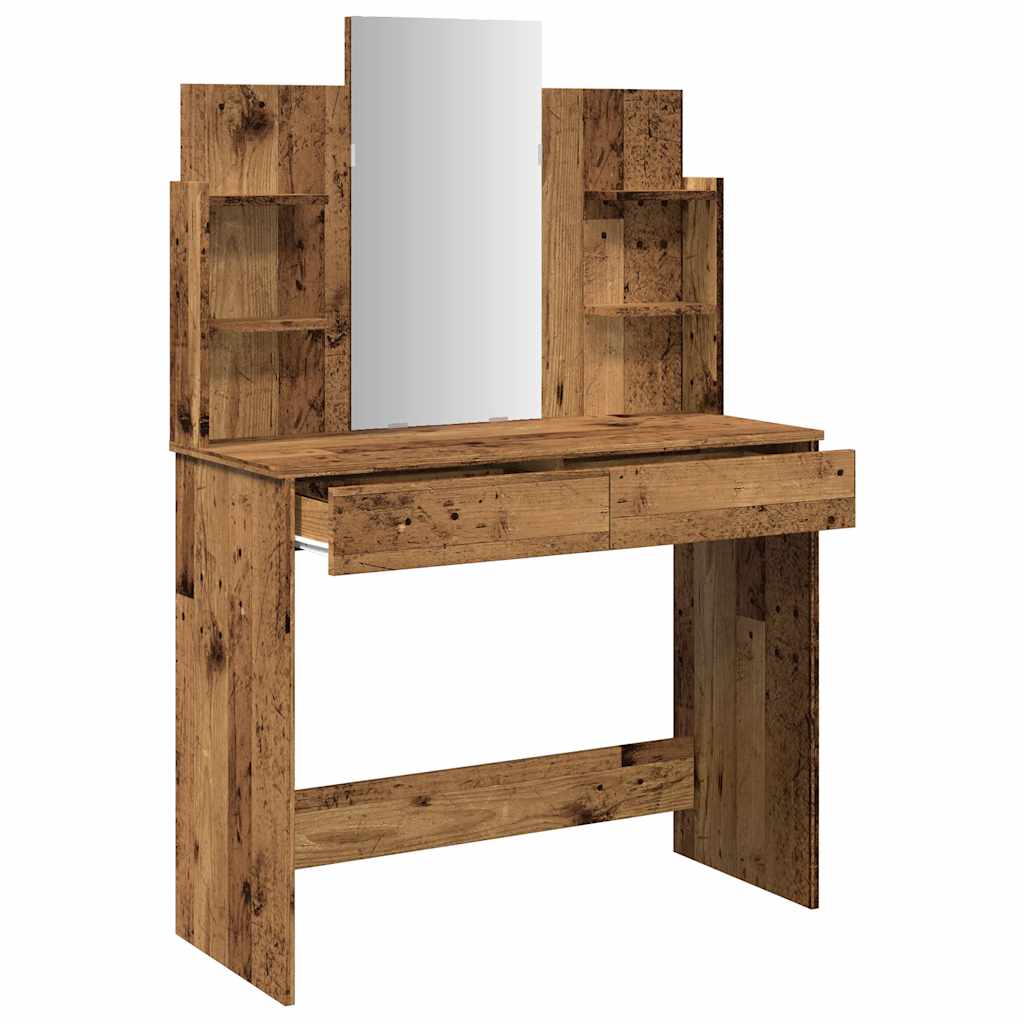 tualetinis staliukas su veidrodžiu Old Wood 96x39x142 cm