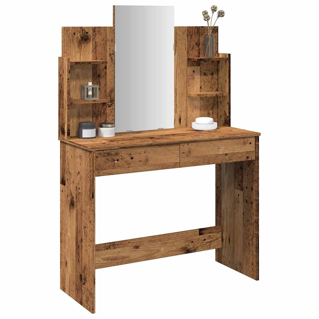 tualetinis staliukas su veidrodžiu Old Wood 96x39x142 cm