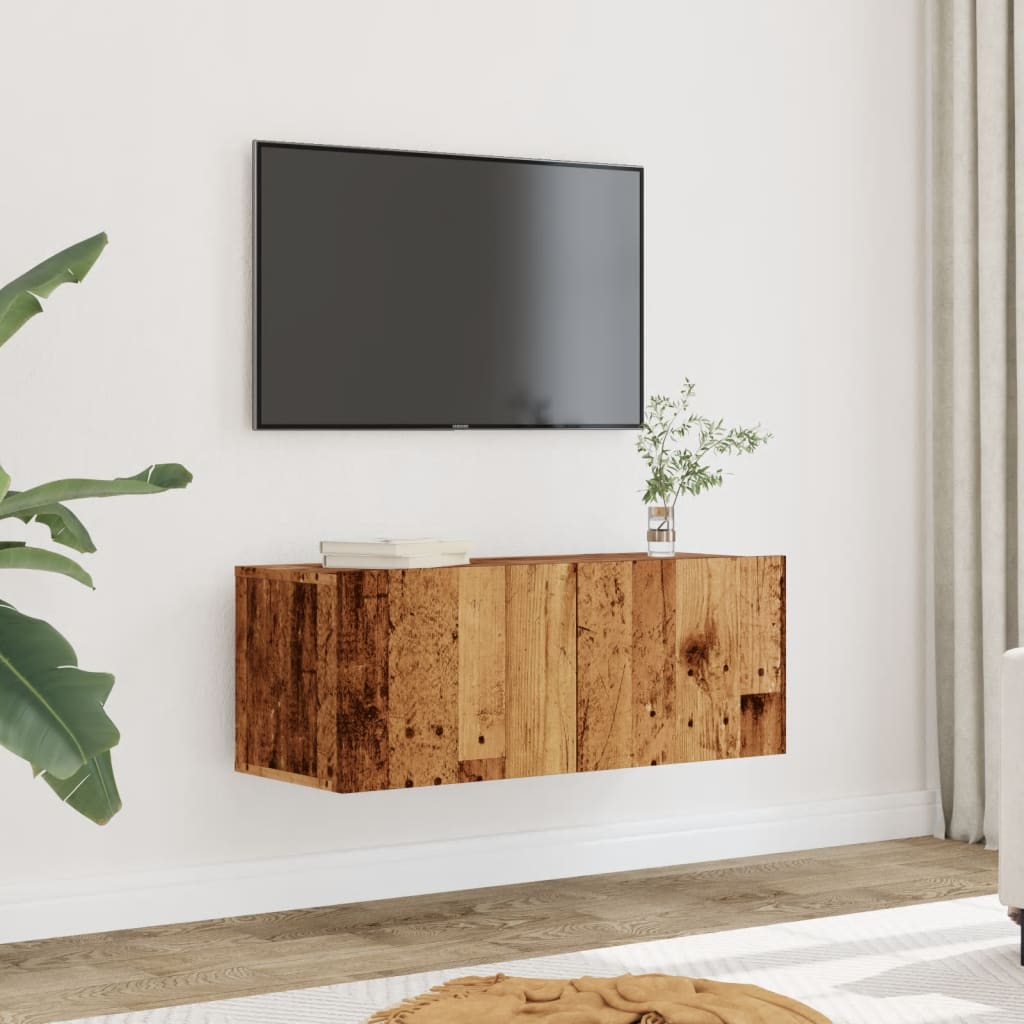 Sieninės TV spintelės, 2vnt., sendintos medienos, 80x30x30cm