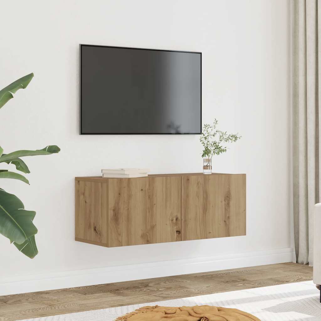 Sieninės TV spintelės, 2vnt., artisano ąžuolo, 80x30x30cm