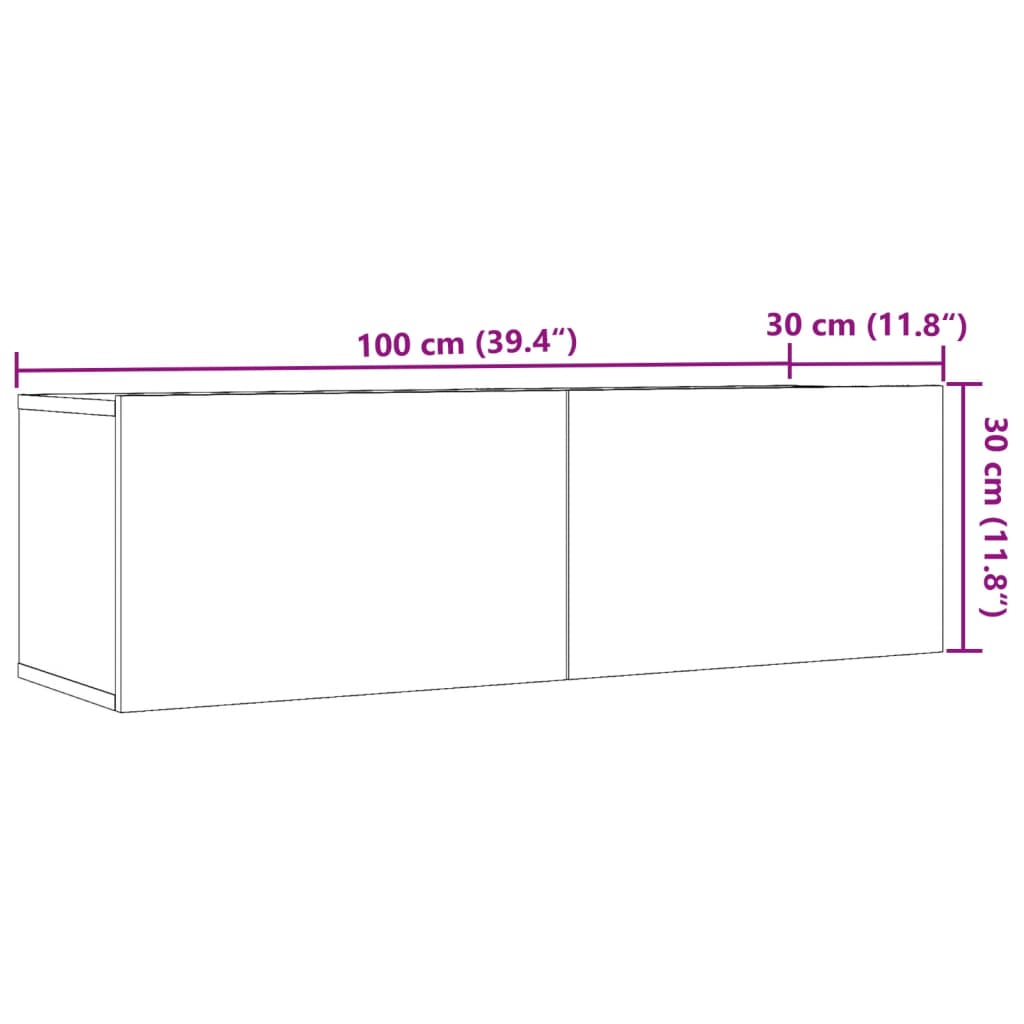 Sieninės TV spintelės, 2vnt., artisano ąžuolo, 100x30x30cm