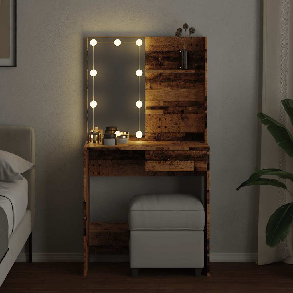 Tualetes galdiņš ar LED Old Wood 74,5x40x141 cm