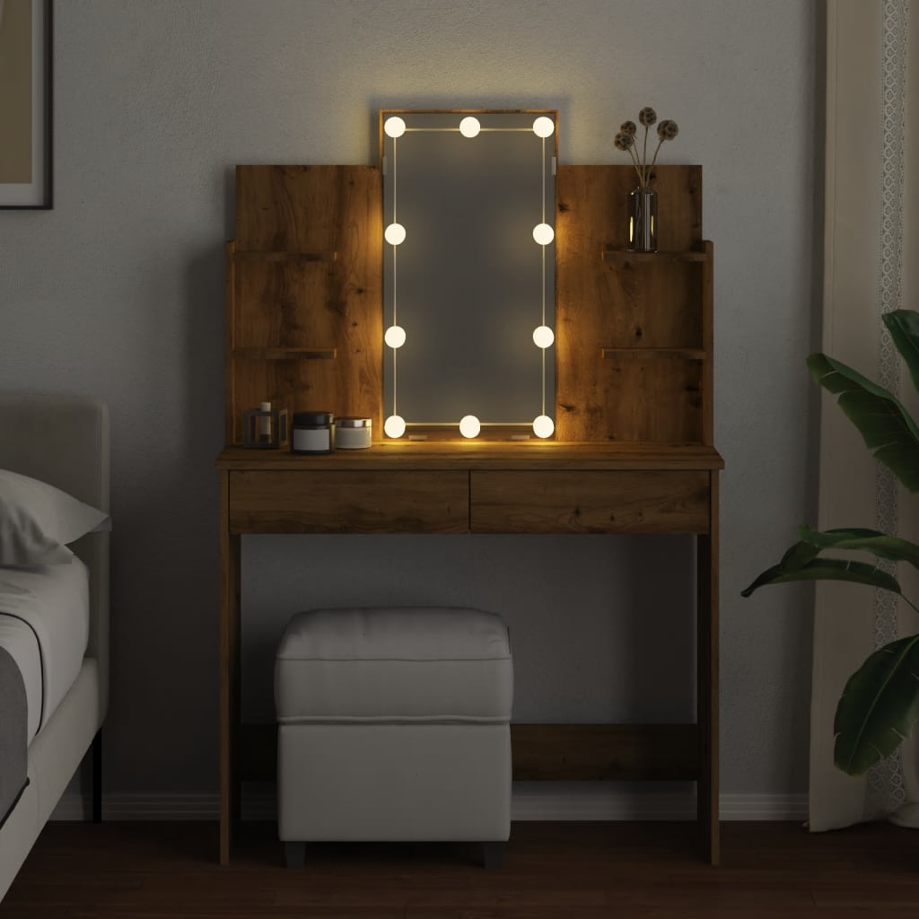 Kosmetinis staliukas su LED lemputėmis, artisano, 96x40x142cm