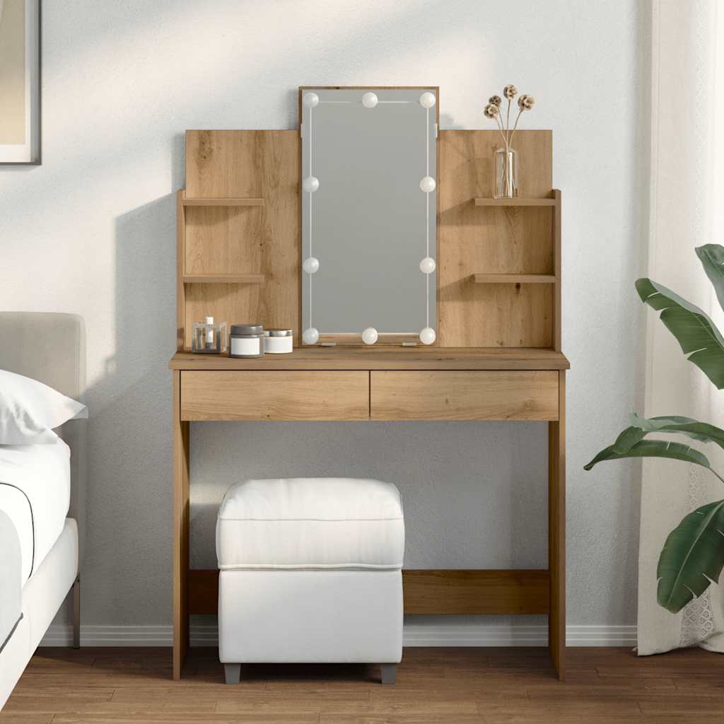 Kosmetinis staliukas su LED lemputėmis, artisano, 96x40x142cm