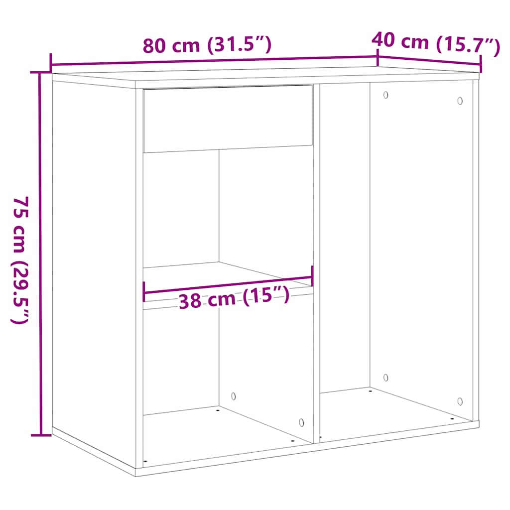Kosmētikas galdiņš Old Wood 80x40x75 cm inženierijas koks