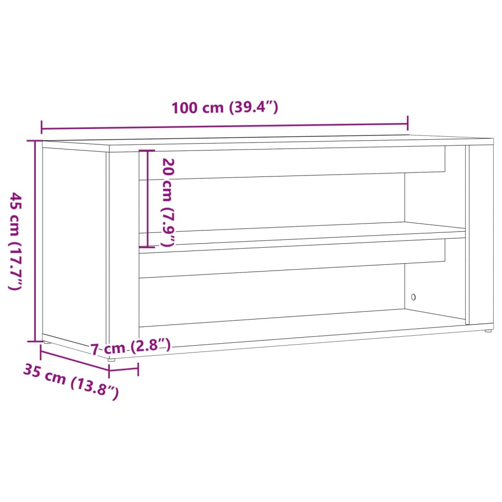 Apavu sols, koka, 100x35x45cm, apstrādāta koksne