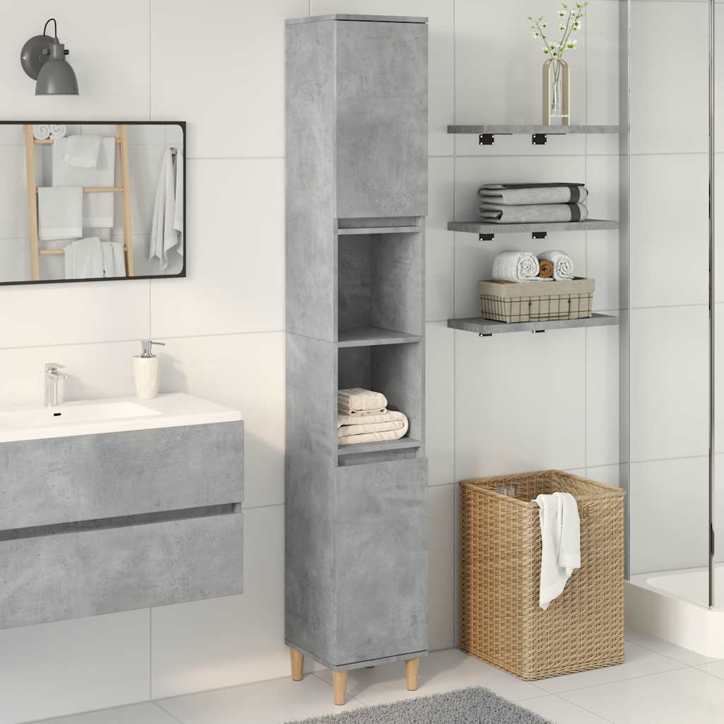 Bathroom cabinet, concrete grey, 30x30x190cm, wood